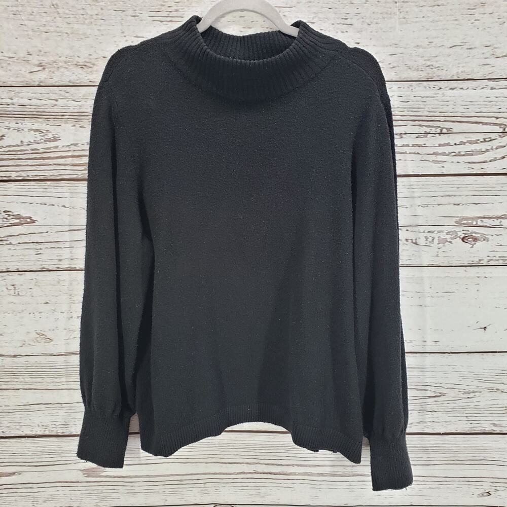 Chico's Women's Black Knit Cotton Blend Pullover Sweater Size 3